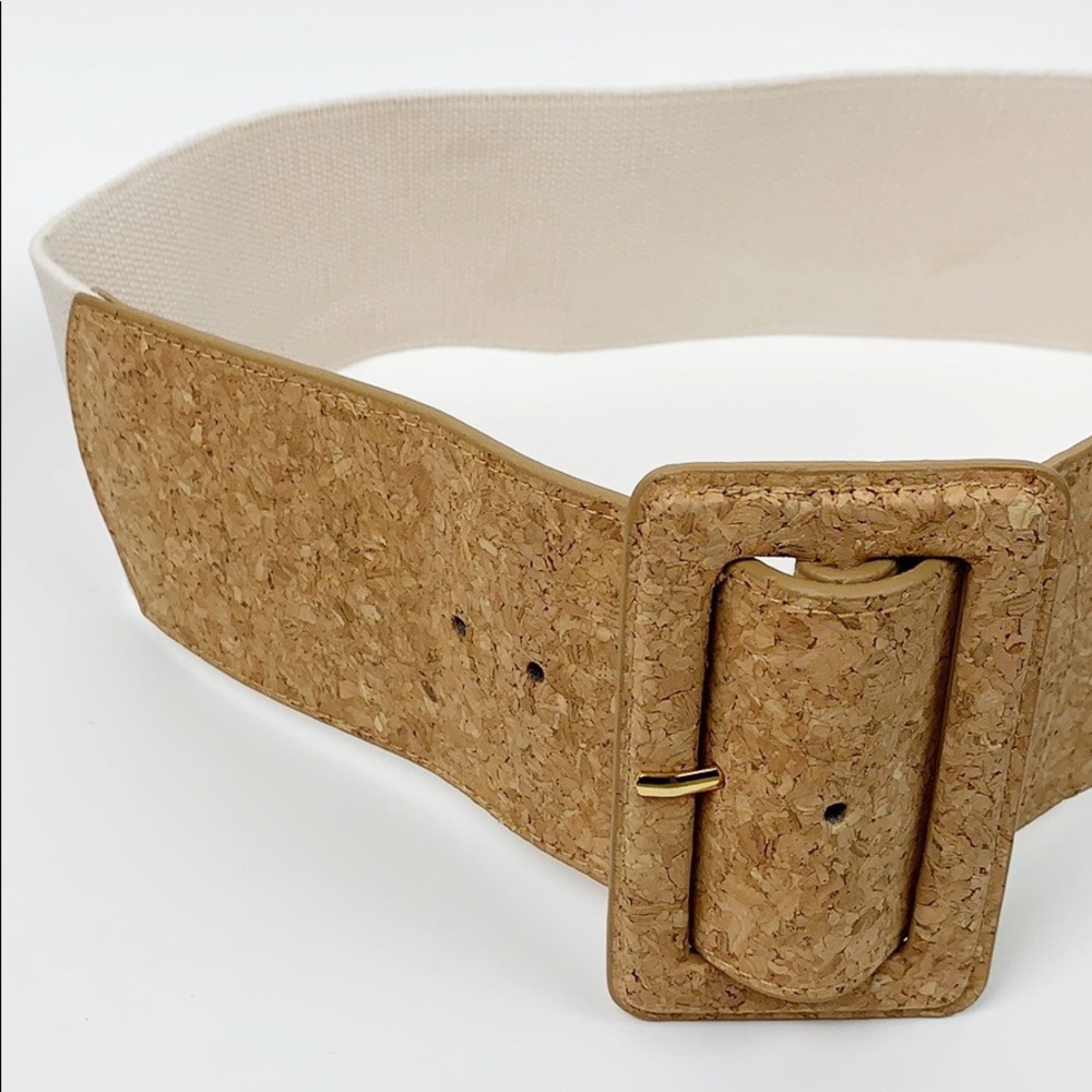 ARDEN B Cork Stretch Belt Off White Medium Large
